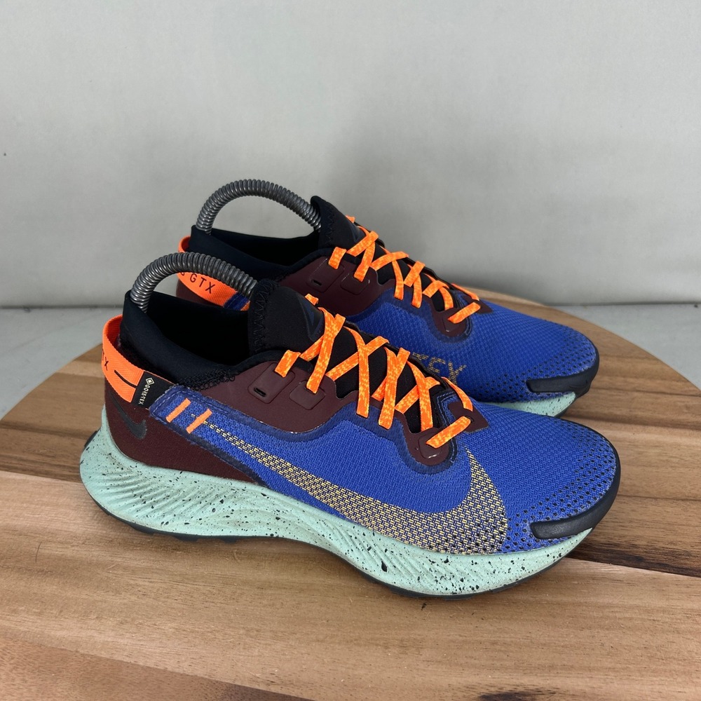 Nike Pegasus Trail 2 GTX Blue Orange Brown Running Shoes CU2016-400 Womens 7